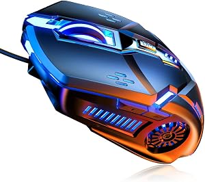 CHONCHOW Silent Click Mouse, Gaming Mouse Wired, 6 Button,4 DPI Upto 3200 DPI, RGB Lights, Compatibility for PC/Laptop/Mac, Wired Mouse Used for Games and Office (Black(Silent Click))