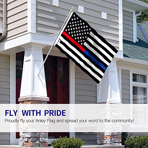 Anley Fly Breeze 3X5 Foot Thin Blue Line And Red Line Usa Polyester Flag - Vivid Color And Fade Proof - Honoring Law Enforcement Officers And Firefighter Polyester Flags 3 X 5 Ft #TOP1