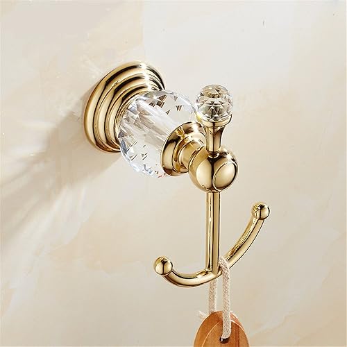 Miniatura 9 de WOLIBEER Accesorios de baño dorados, juego de barra de toalla de cristal de latón, soporte de papel higiénico, toalla, anillo, ganchos para bata, 4