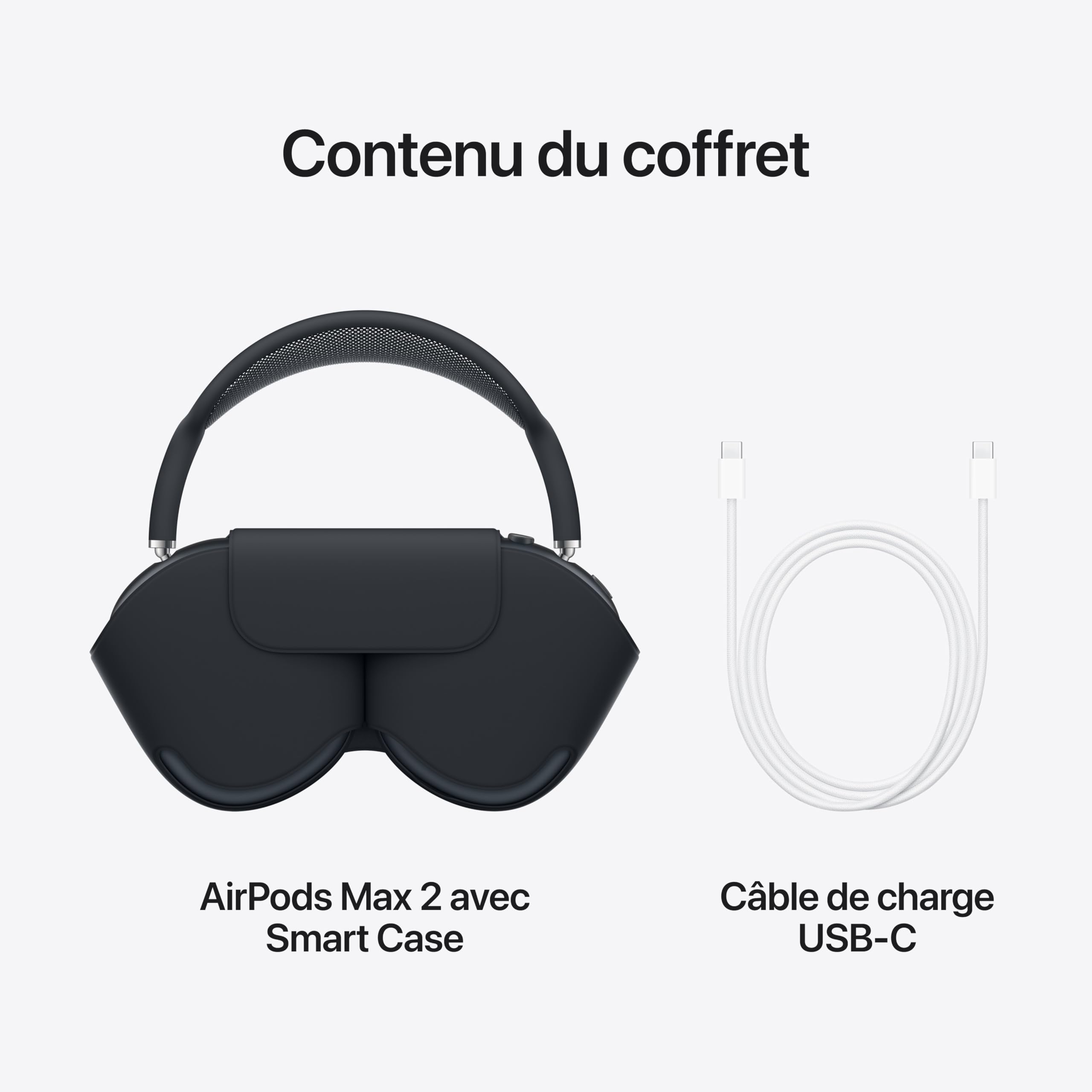 Apple AirPods Max 2, Casque Circum-auriculaire sans Fil, Réduction Active du Bruit, Audio adaptatif, Audio Spatial personnalisé, Traduction en Direct, Casque Bluetooth pour iPhone - Minuit