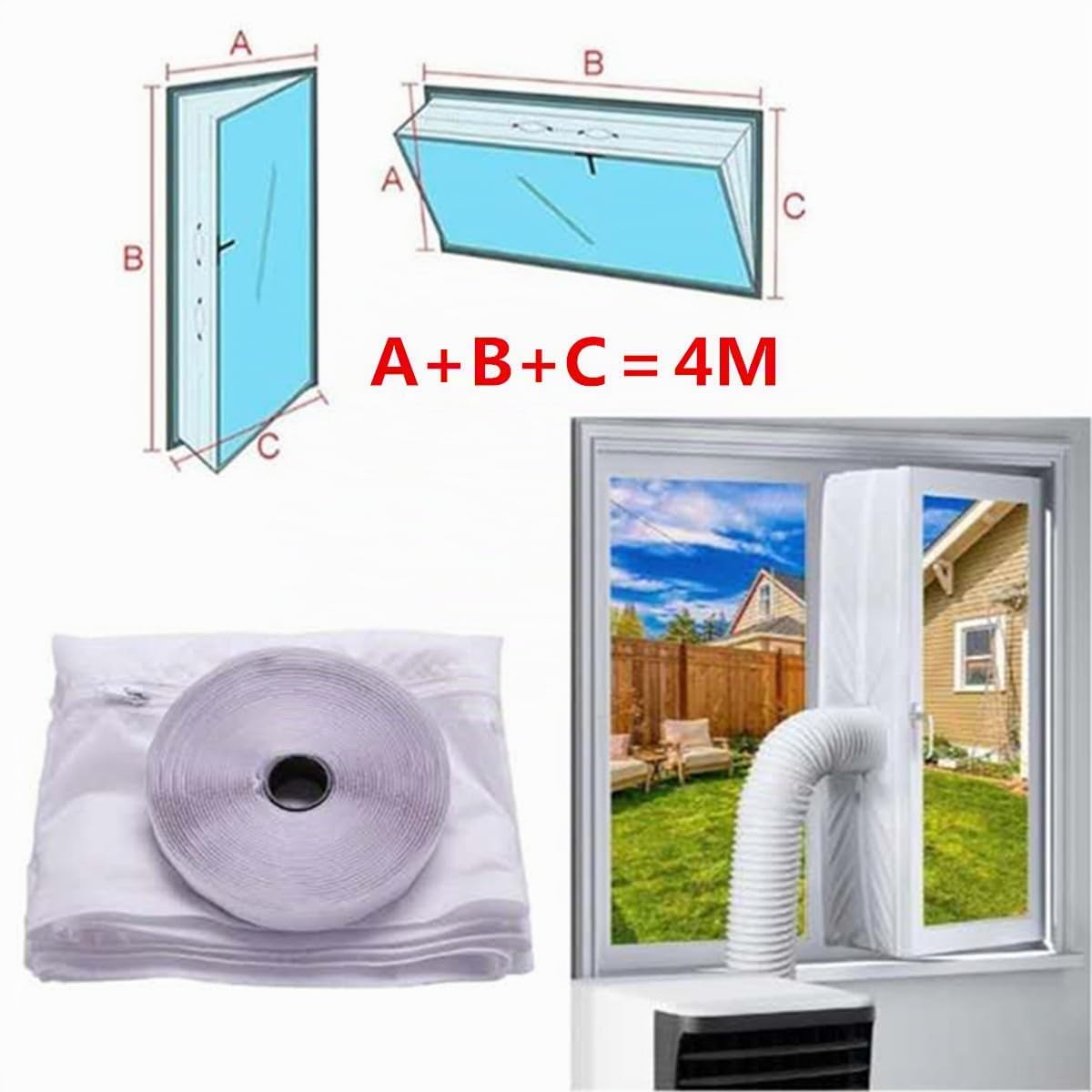 Kit de Sellado para Ventana de Aire Acondicionado Portátil, Aislamiento Térmico, Impermeable, Fácil Instalación (400cm)