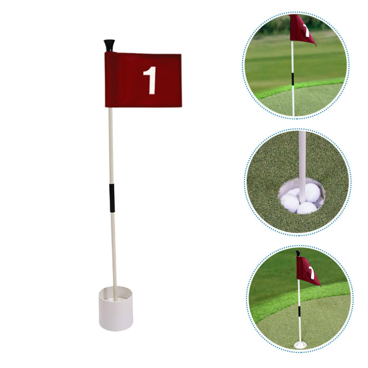BESPORTBLE Set Bandiere da Golf Numeri, Asta e Base Resistente al Drenaggio, Leggerezza e Compattezza per Allenamento Putting in Campo Pratica Golfista