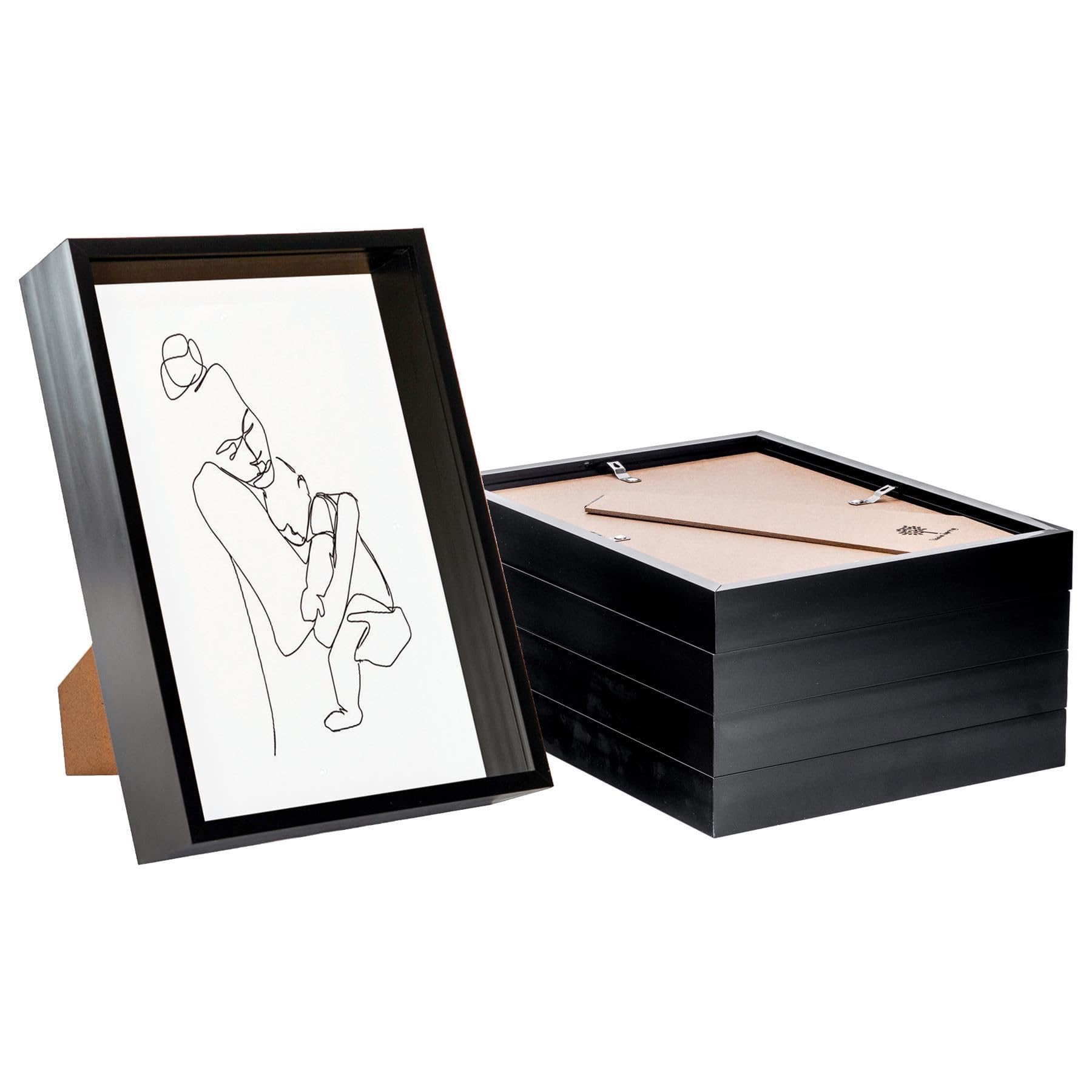 Nicola Spring Unisex Black Deep Box Photo Frame - A4 (8 X 12") - Pack Of 5 In Size 8