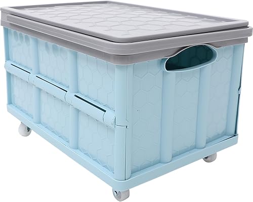 Miniatura 5 de Contenedores de almacenamiento plegables con tapas, cajas plegables de plástico apilables de 30 L, caja de almacenamiento de plástico apilable