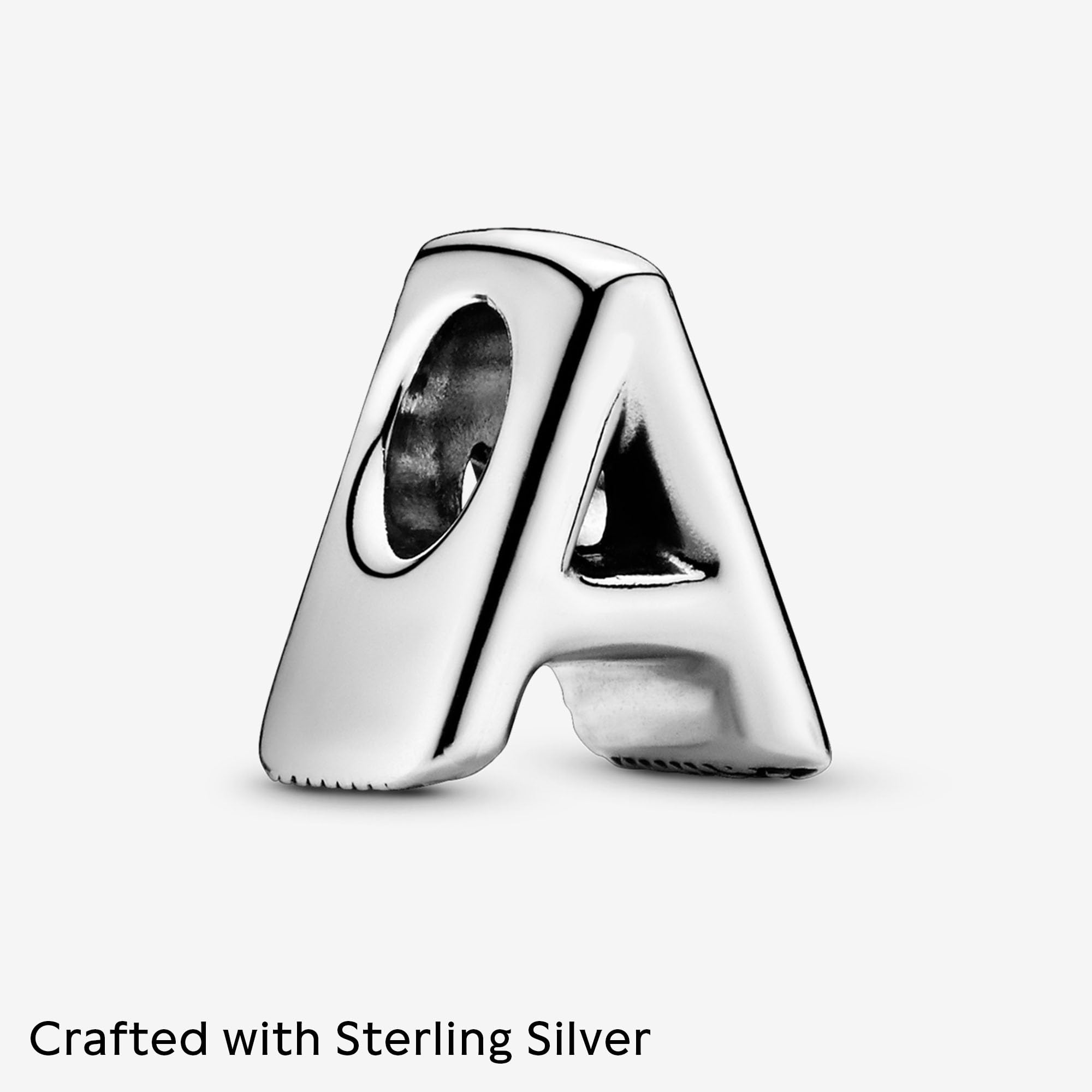 PANDORA Moments Buchstabe A - wendbares Alphabet-Charm aus Sterling-Silber mit geprägten Herzen und Perlen an der Rückseite - kompatibel mit Armbändern Moments Kollektion