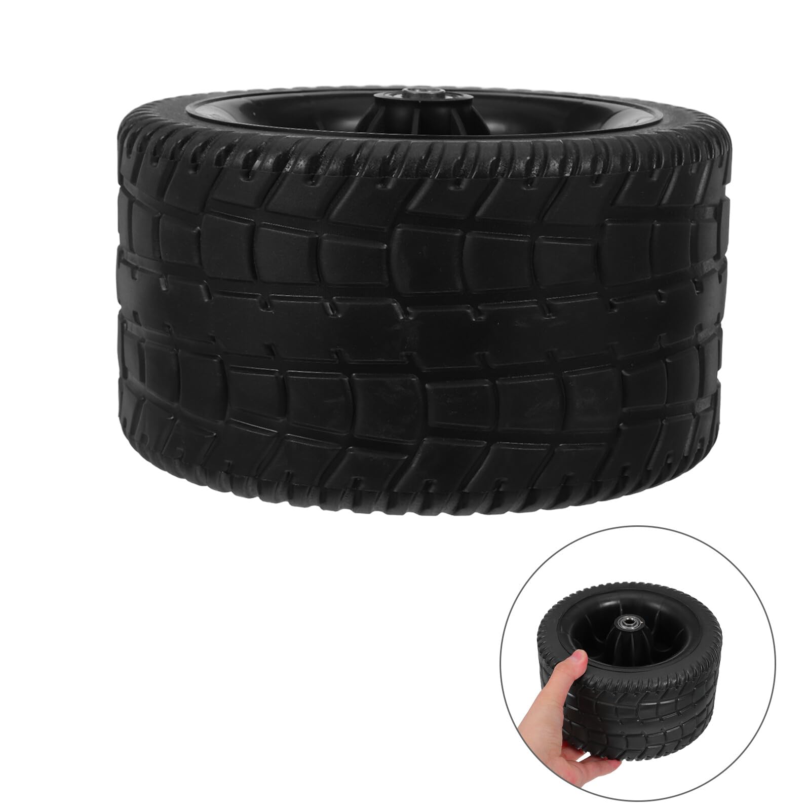 Ruedas de Repuesto para Cortacésped de 4 Piezas, Goma Negra | 7 Pulgadas con Rodamiento, Orificio de 8mm, para Carro Utilitario y Remolque de Jardín