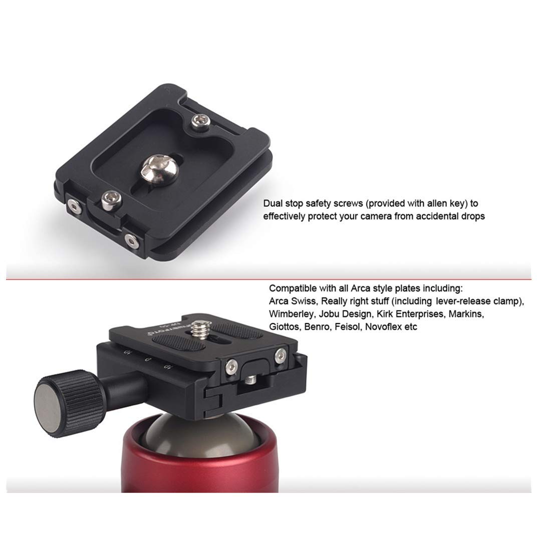 SUNWAYFOTO DP-50R Universal Arca 1/4" Vite Quick Shoe 50mm Piastra a sgancio rapido