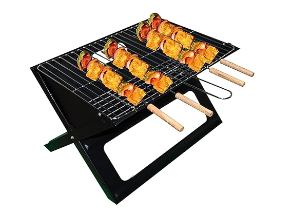 ATHENACREATIONS Charcoal Base Portable Folding Space Saver Barbeque Grill Toaster,Black