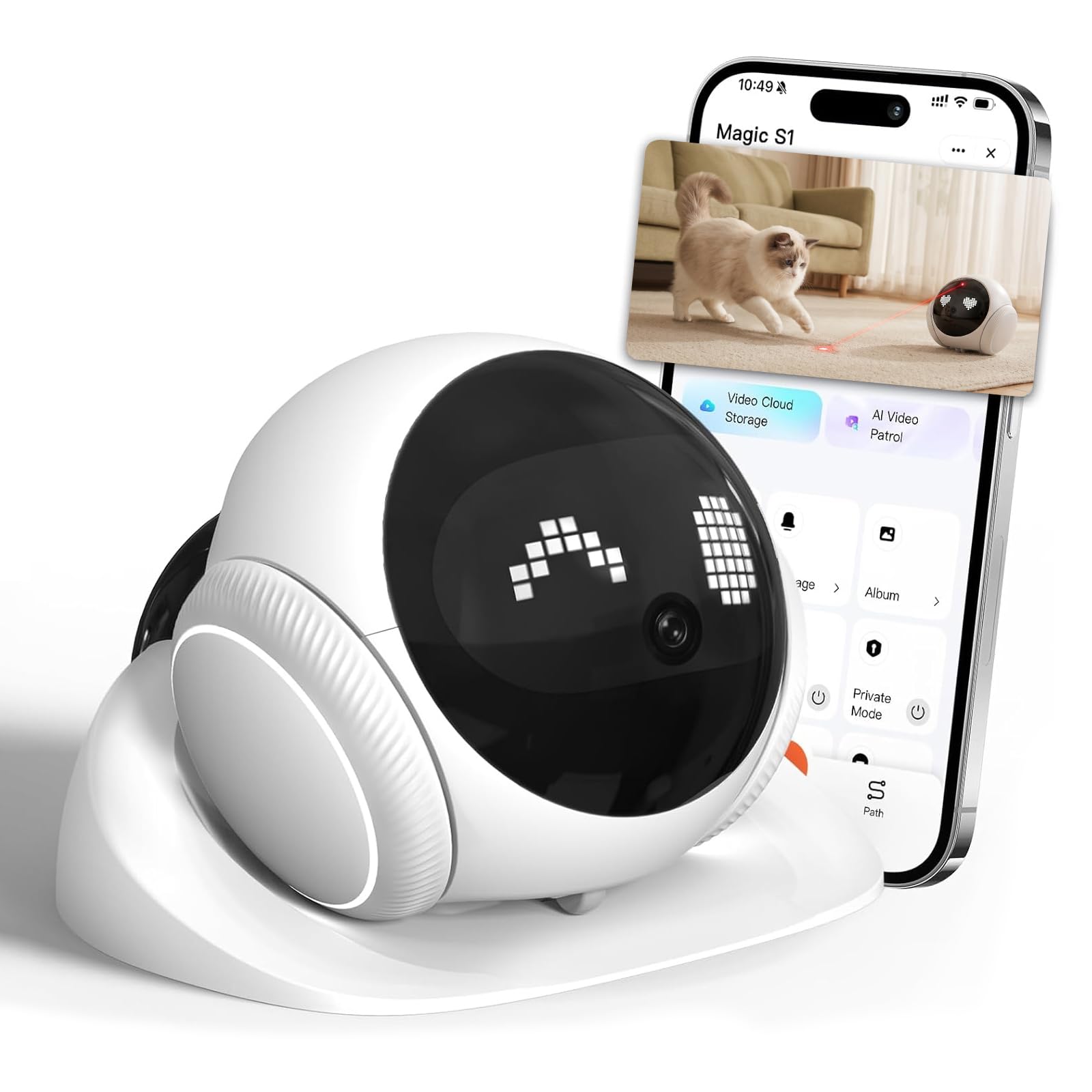 Photo 1 of Vivideye Pet Camera 1080P, Movable Robot Security Camera for Dog Cat, Rolling Robot Indoor Camera with Talk,Battery-Operated, Auto-Recharge, Night Vision,SD/Cloud Storage, Pet/Human/Voice Detection