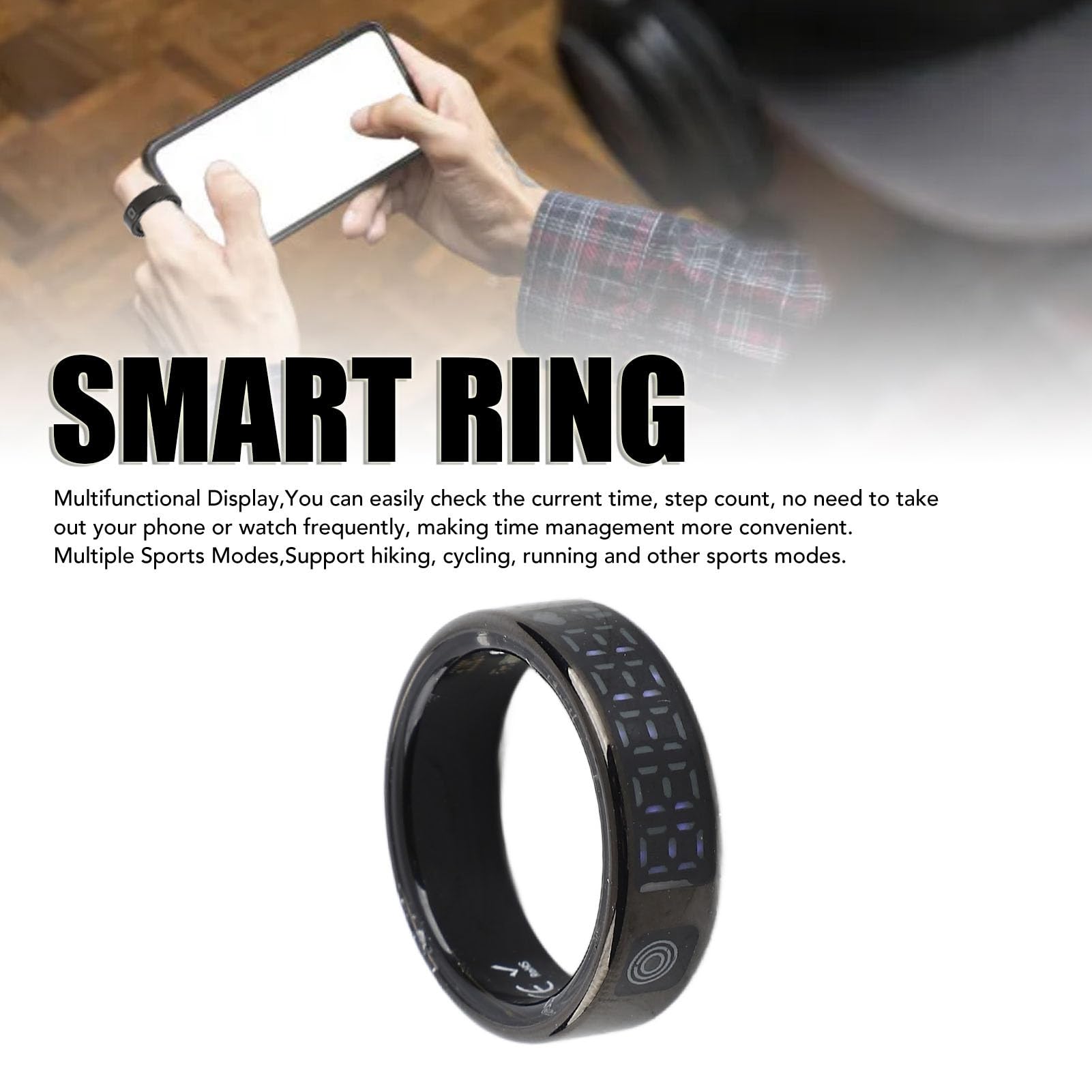 Smart Ring for Women & Men, Fitness Tracker with Heart Rate, Blood Oxygen, Sleep Monitoring, Long-Lasting Battery, IP68 Waterproof, Compatible with iOS & Android, No Subscription Fee (Silver, 8)