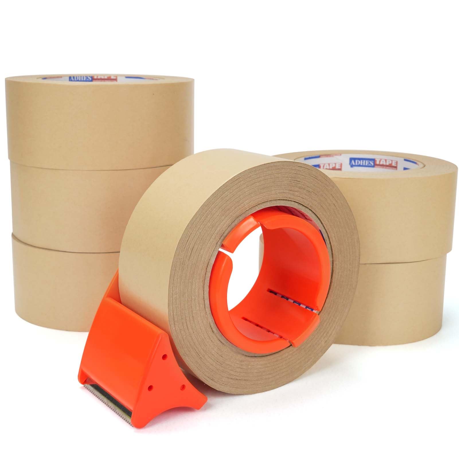 ADHES Laminated Kraft Paper Tape With Cutter 50mm x 50m 6 ROLLS