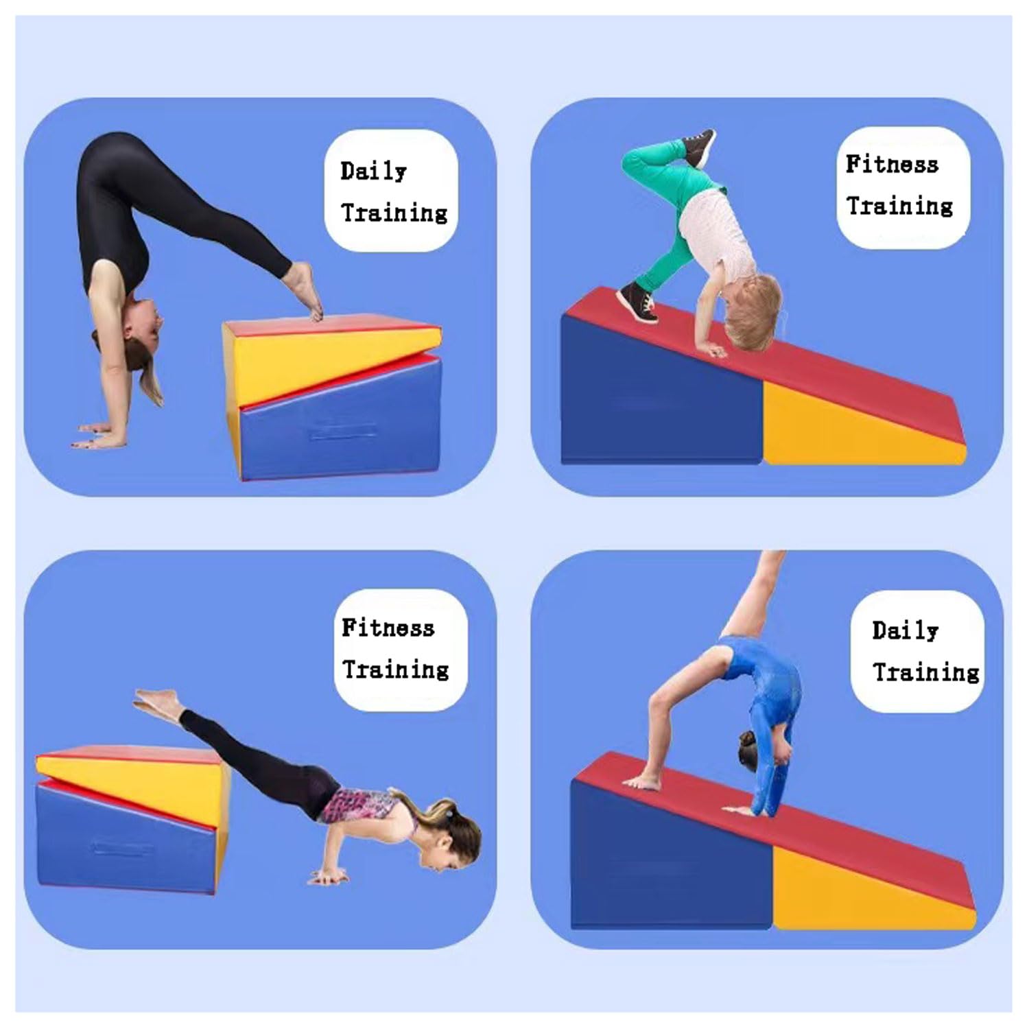 Materassino Ginnastica Inclinato,Tappetino da Ginnastica Inclinato Pieghevole per Yoga, Palestra, Esercizi di Aerobica, Ginnastica Domestica, Palestra 187x 57x40 cm