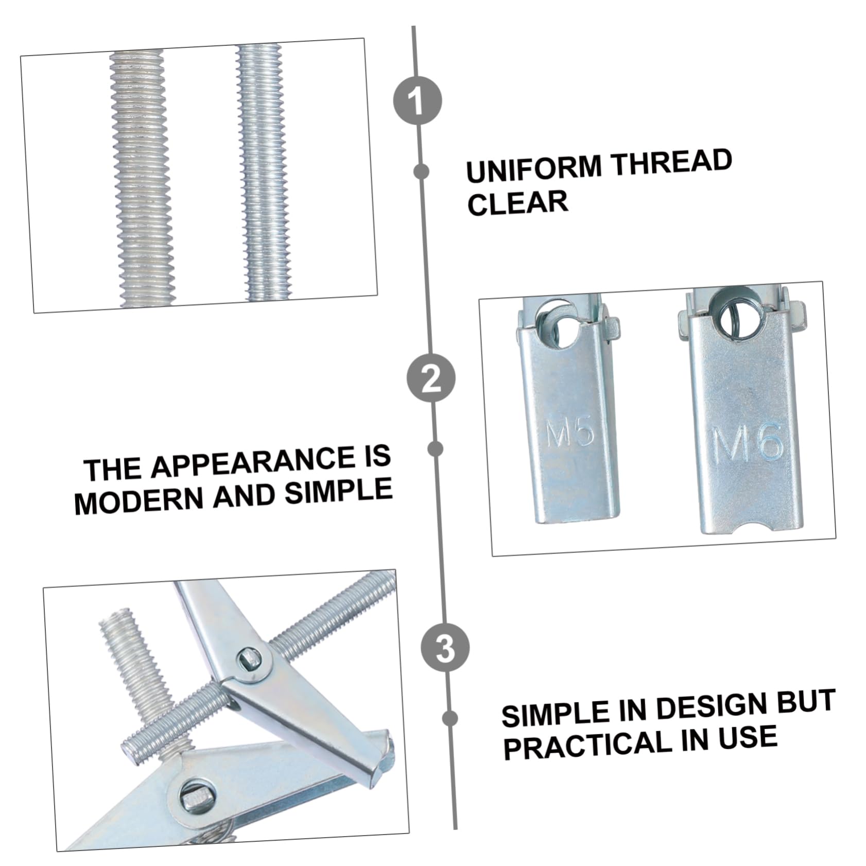 SOLUSTRE Professional Groove Screws Self-Tapping Drywall Anchors Set Carbon Steel Expansion Bolts