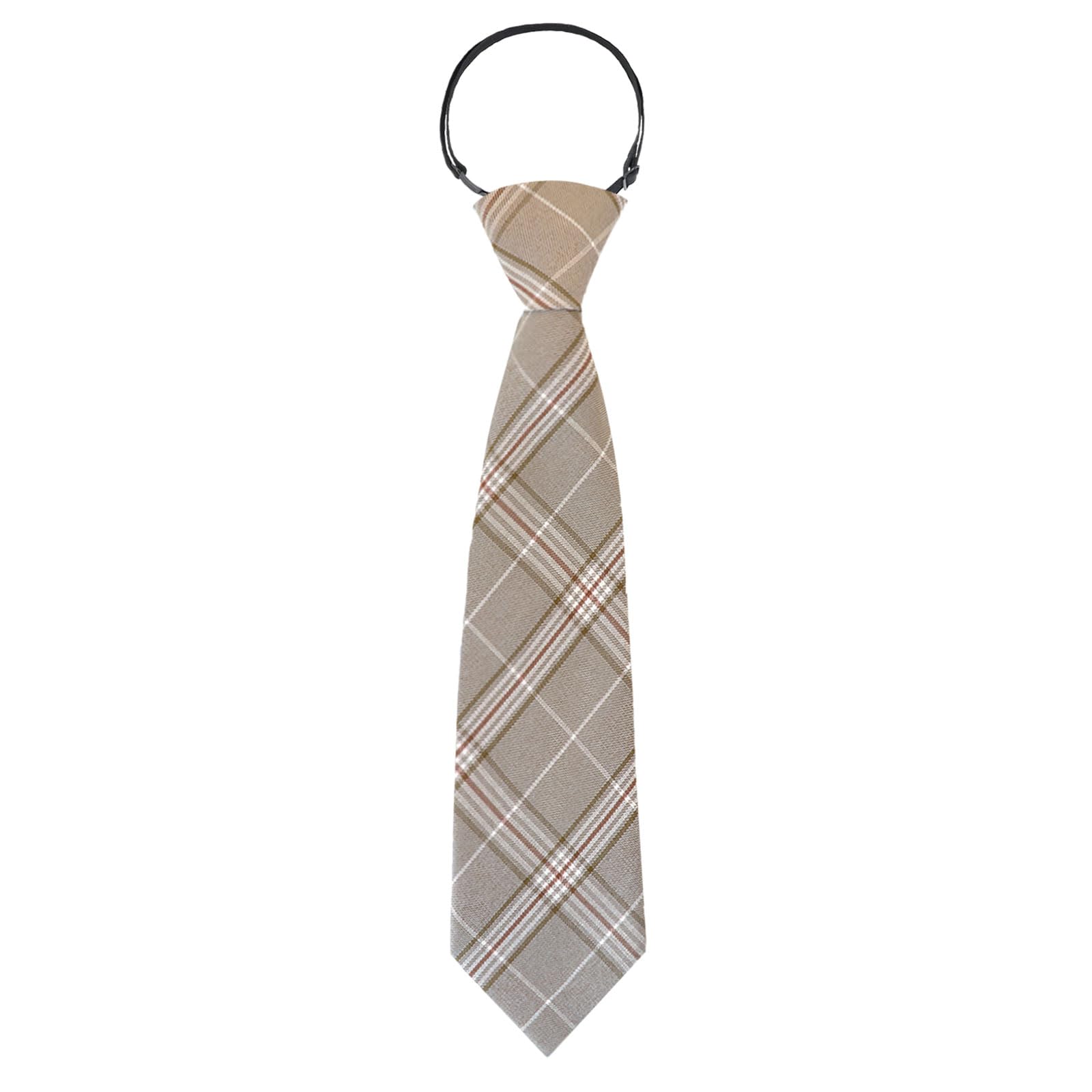 Mantieqingway Boys Tie, Pre-tied Adjustable Kids Plaid Neckties Toddler Ties for Graduation Uniforms Party Casual(Age 5-12) (Brown)
