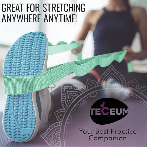 Miniatura 8 de TECEUM Stretching Strap for Yoga & Physical Therapy 10 Loops Non-Elastic Leg Stretch Straps for Stretching, Exercising, Pilates, Post-Injury