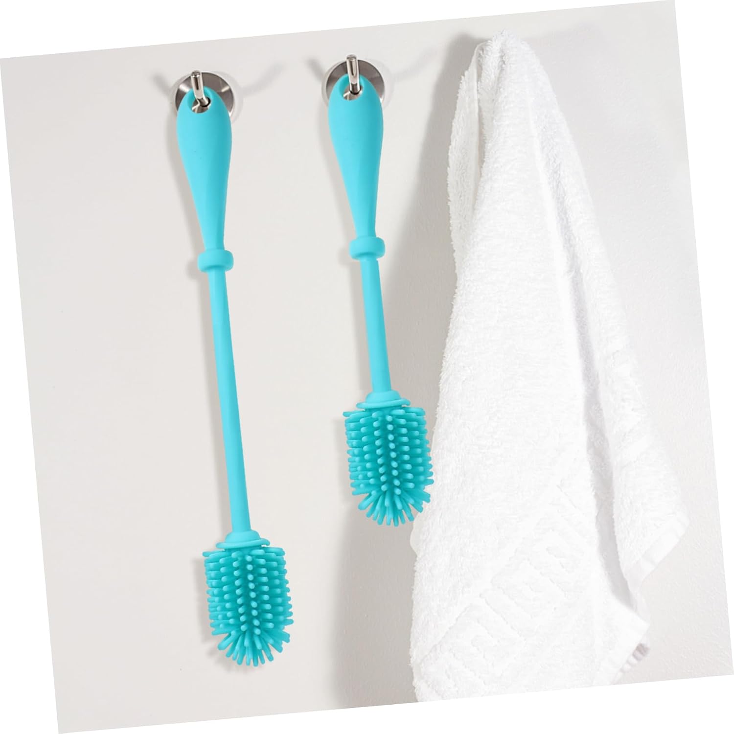 2Pcs Silicone Bottle Brush Deep Cleaning Long Brush for Bottles Water Bottles Comfortable Antiskid Handle Dishwasher Food Grade Silicone
