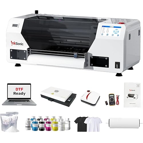 InkSonic Easiest Use XP600 DTF Printer, 13'' width A3 Printer with Pre-installed Laptop, Fast XP600 Printhead with LCD Panel, T-Shirt Printing DTF Transfer Machine with White Ink Circulation, 13 x 19
