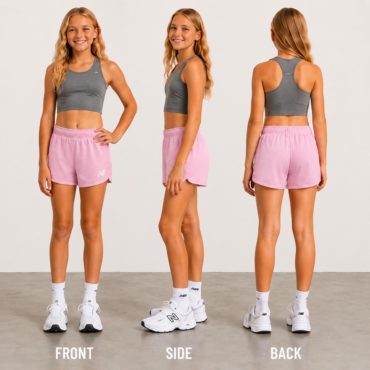 New Balance Sport-Shorts für Mädchen, 2er-Pack, aktive Performance-Mesh-Lauf-Shorts, Delfin-Shorts für Mädchen (Größe 7–16)