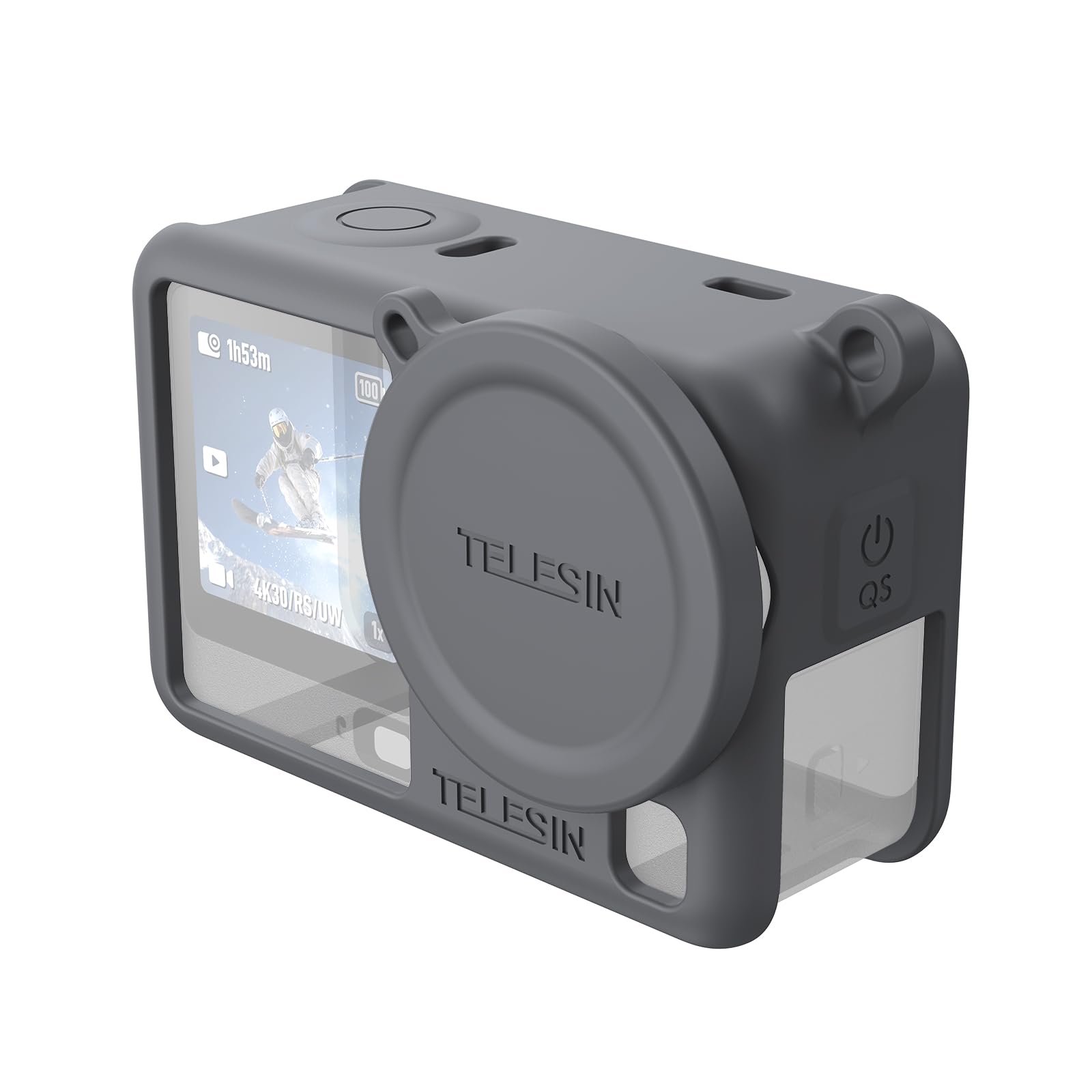 TELESIN Silicone Protective Case for DJI Osmo Action 6 with Lens Cap & Lanyard, Anti-Scratch Washable Cover Anti-Slip Dustproof Action Camera Protection for DJI Action 6 Accessories (Gray)-picture-34