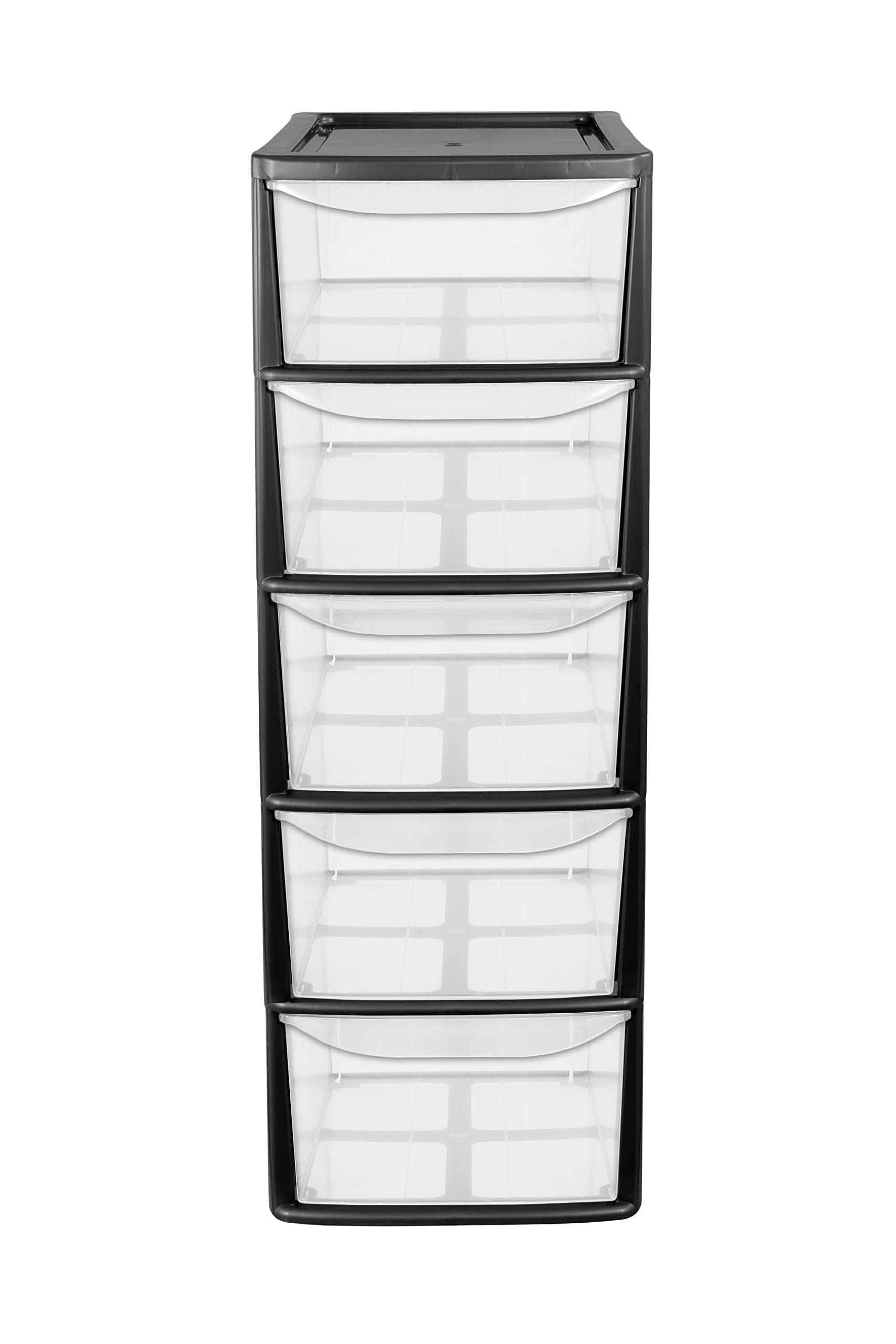 5 Drawer Plastic Storage Tower Unit Chest Office Home School (Black)