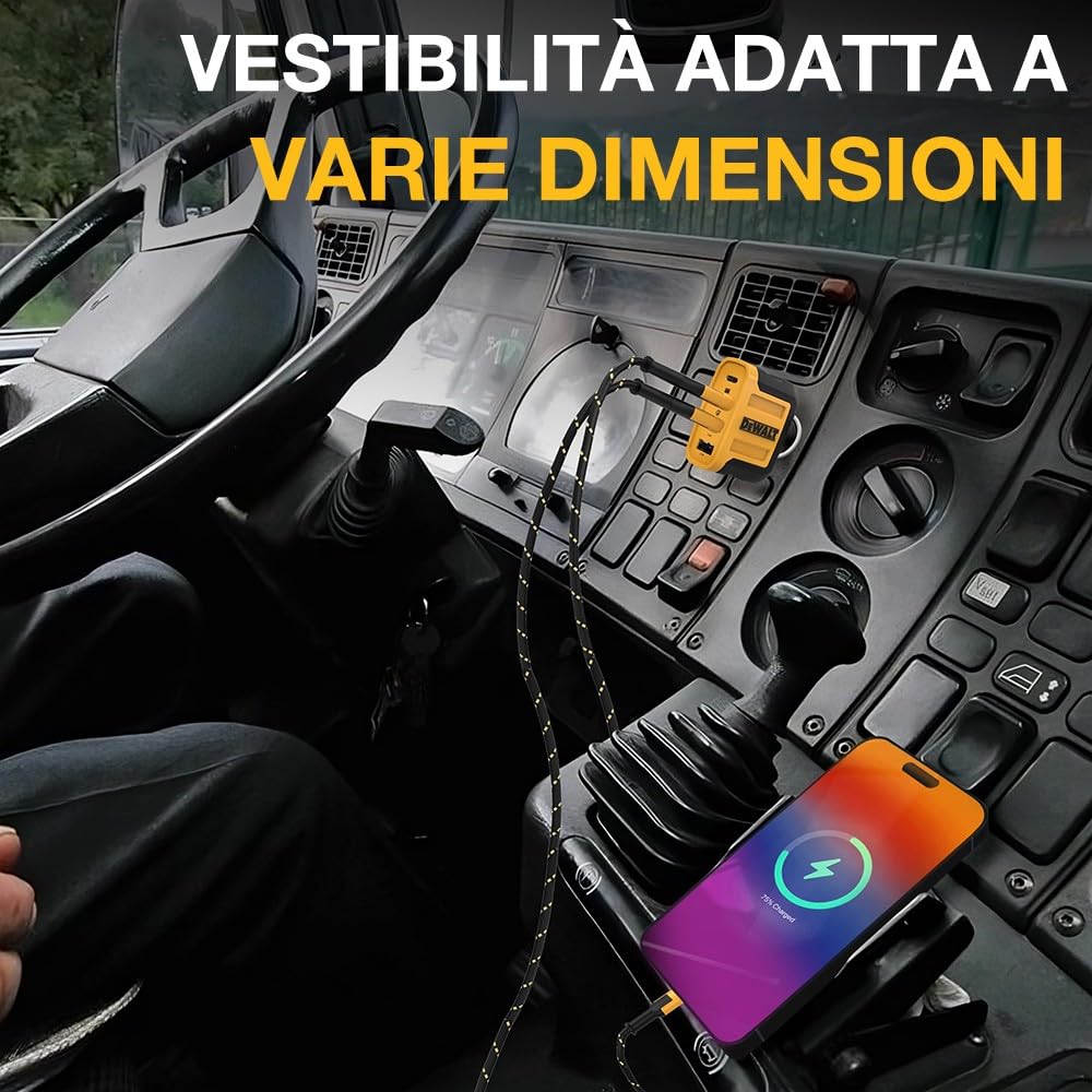 DEWALT Caricabatteria da auto USB C DEWALT, adattatore per caricabatteria rapido da auto a 4 porte da 60 W, caricabatteria da auto Pd tipo C compatibile con iPhone 16/15/Samsung, caricabatteria USB