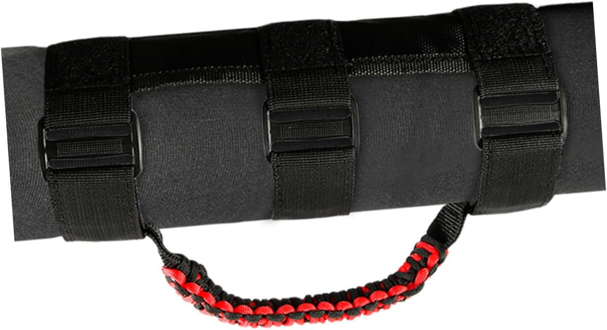 4pcs Black and Red Paracord Grab Handles for Vehicle Roll Bar, Automotive Car Roof Hand Straps Compatible with Off-Road SUV, Universal Car Handle Assist for Passenger Safety