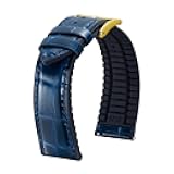 Leather Silicone Watch Band 14mm 16mm 18mm 19mm 20mm 21mm 22mm Quick Release Premium Alligator Pattern Leather and Breathable Rubber Hybrid Watch Bands Replacement Strap for Men Women