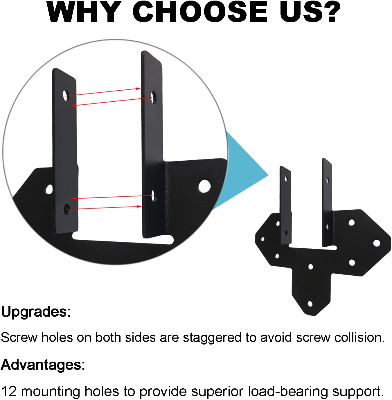 8Pcs 18-Gauge Strong Tie Hurricane Straps Black Hurricane Ties for Rafters 2x4,2x6, Heavy Duty Joist Hanger 2X Truss to Rafter Connector, Roofing Trusses Wood Timber Brackets