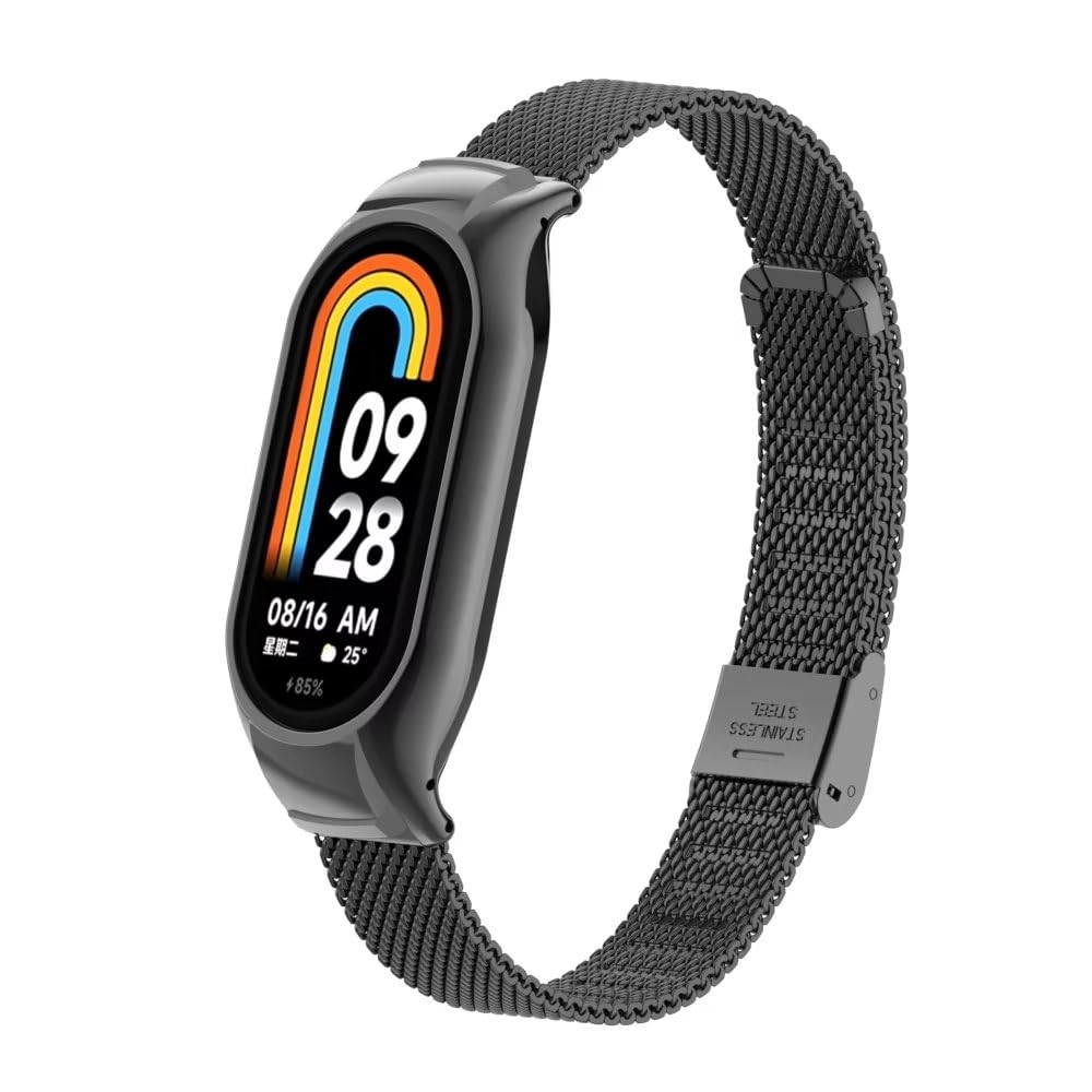 nuosiweilang Bracelet Compatible with Xiaomi Mi Band 8 Strap Metal Stainless Steel Replacement Wristband WatchBand Accessories for Xiaomi Smart Band 8