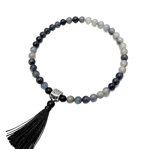 29. BL1289 Double-Layered Black-Gray-Silver Crystal Bead Bracelet with Chinese-Style Details for Luxe Minimal Wear