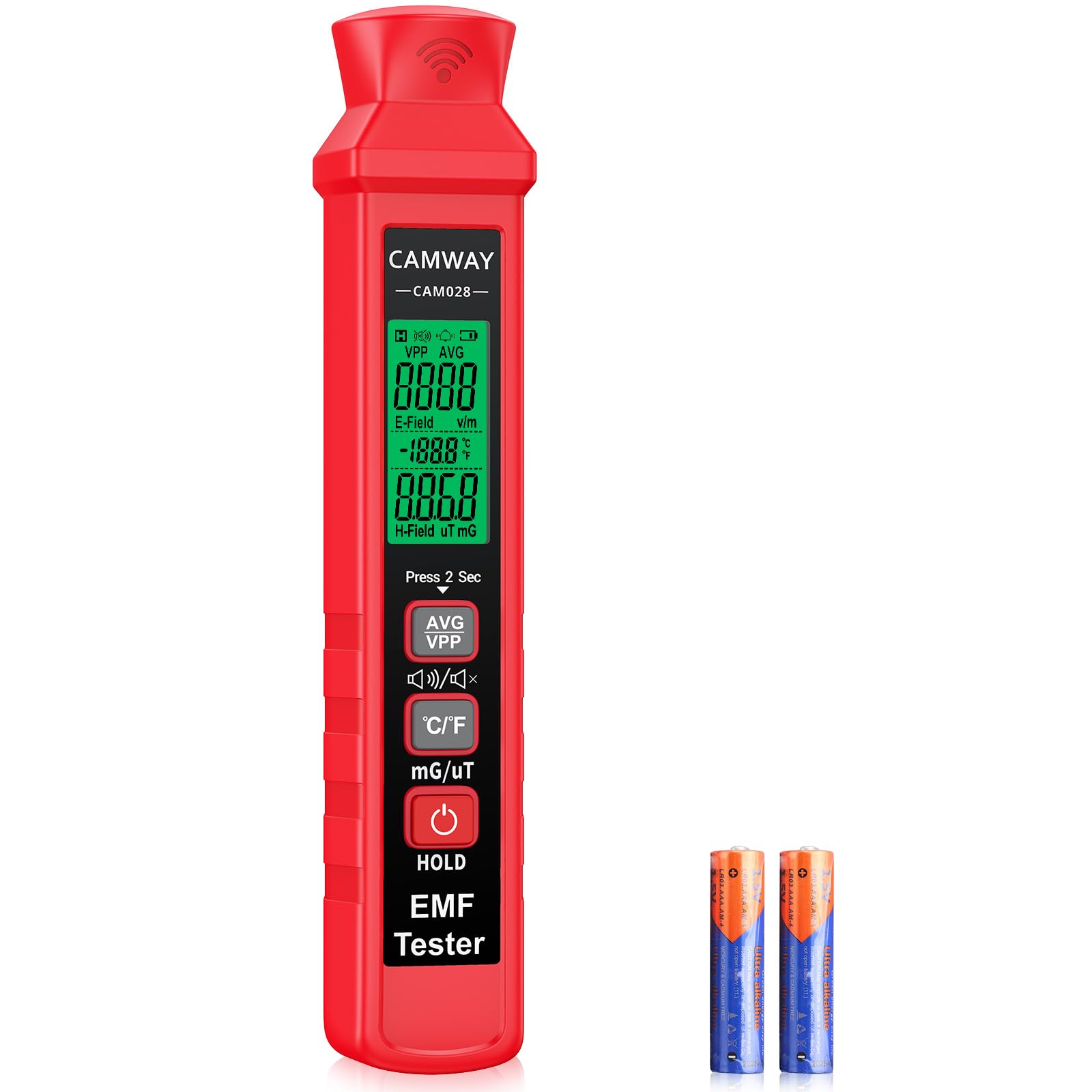 CAMWAY EMF Meter,Digital Electromagnetic Radiation Detector Handheld LCD EMF Detector, 1-1999V/M,0.01-99.99uT,EMF Reader with Flash Buzzer Alarm,for Check Home Office Outdoor Computer Room