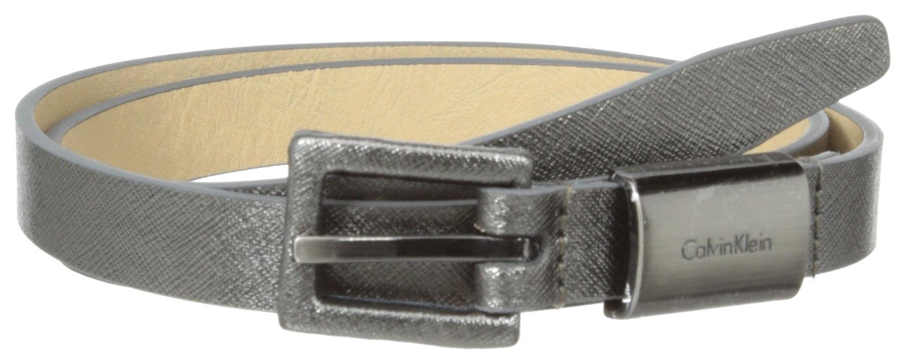 Calvin Klein Women's Classic Core Saffiano Belt-Gunmetal