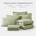 WRENSONGE Queen Comforter Set - 7 Pieces Sage Green Soft Bed in a Bag Queen with Fitted Sheet, Flat Sheet, 2 Pillow Shams, and 2 Pillowcases- Warm Bedding Sets for All Season