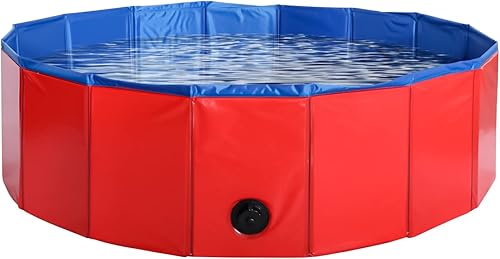 Mono-gatari Piscina portátil para mascotas, bañera plegable de PVC para mascotas, piscina plegable para perros para interiores y exteriores (63 x 12