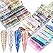 Nagel Folien Set Transferfolie Nägel 50PCS Nail Art Folie Transfer Sticker Nagelfolie Nagelsticker für Nagel Dekoration