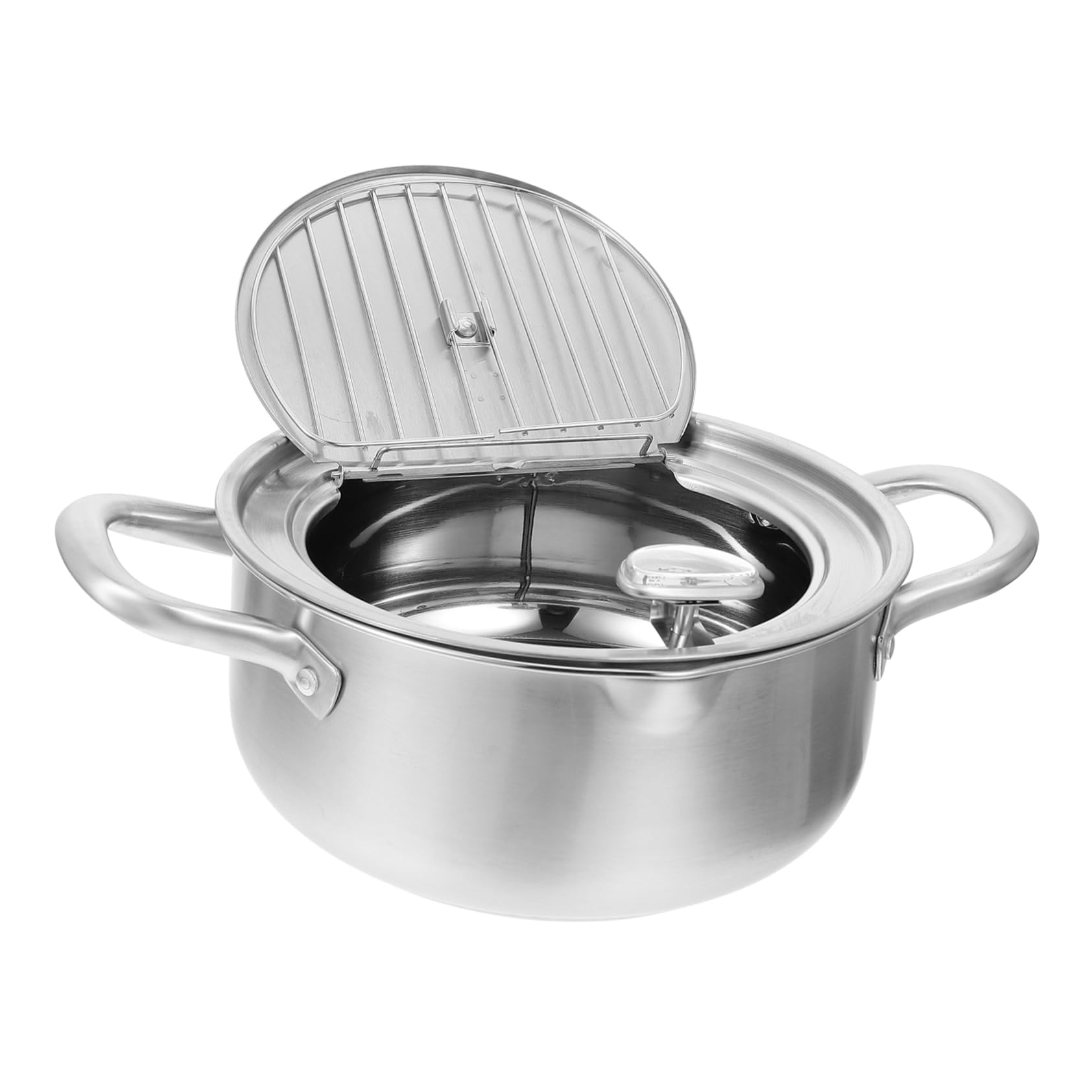 PRETYZOOM Frying Thermometer Included Deep Fryer Pan Compact with Temperature Control Steel Pot Non-stick Ideal for Restaurant