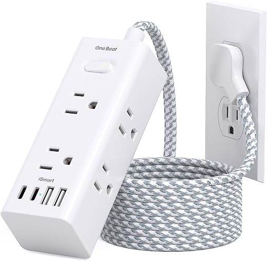 One Beat 5Ft Extension Cord with Multiple Outlets,Flat Plug Power Strip