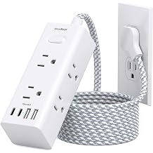 Surge Protector Power Strip, 5 Ft Flat Plug Extension Cord, 900J