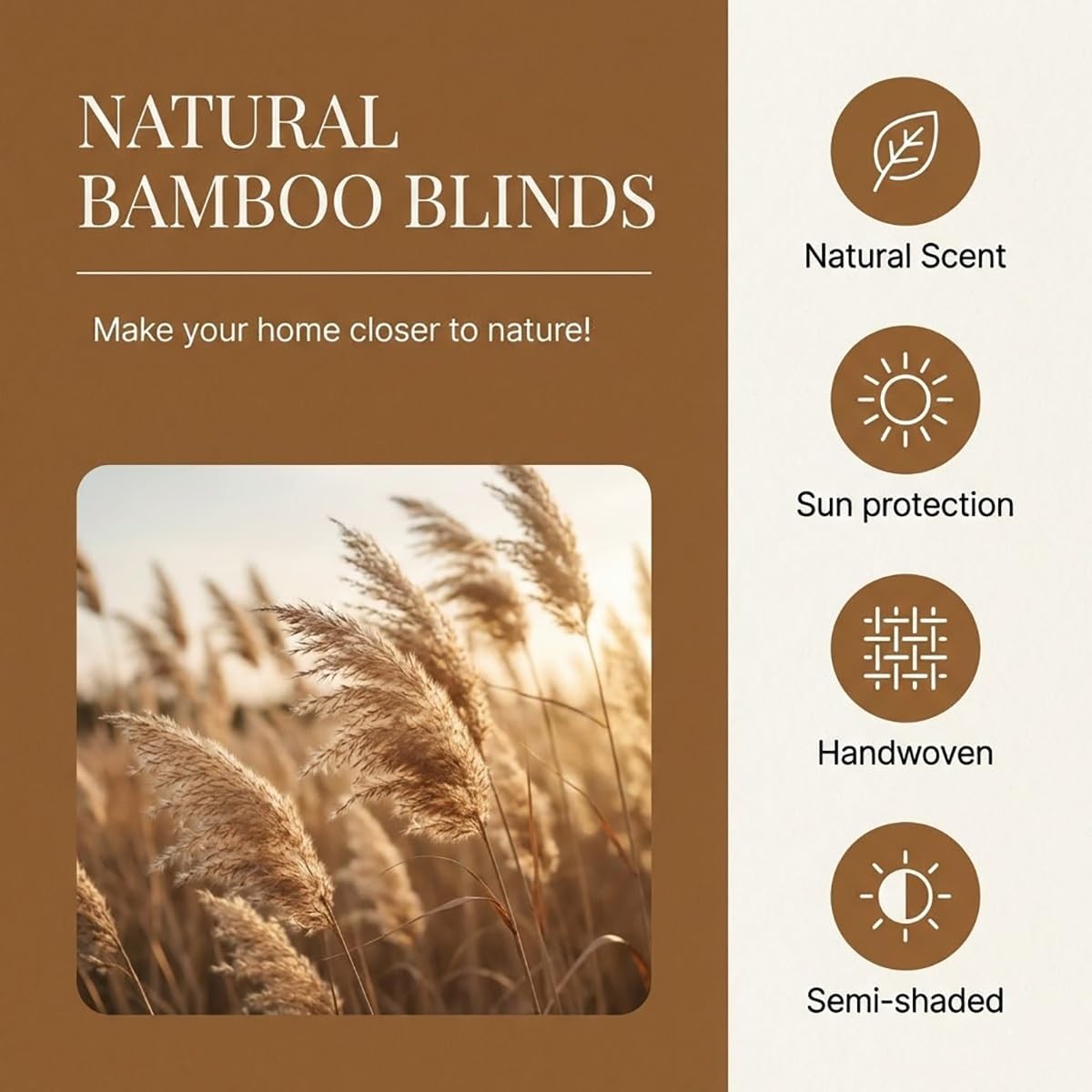 Outdoor Bamboo Blinds for Patio, Waterproof Reed Shades, Roll Up Window Blinds, Privacy Sun Shades, Cordless Bamboo Roller Shades Garden 140x120cm — view 7