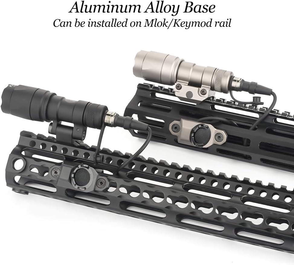 NOBUHIRO M600C 800 Lumens Tactical Flashlight, with Replaceable Mounting Rotating Base + Metal Remote Pressure Switch Fit for Mlok/Keymod Rail