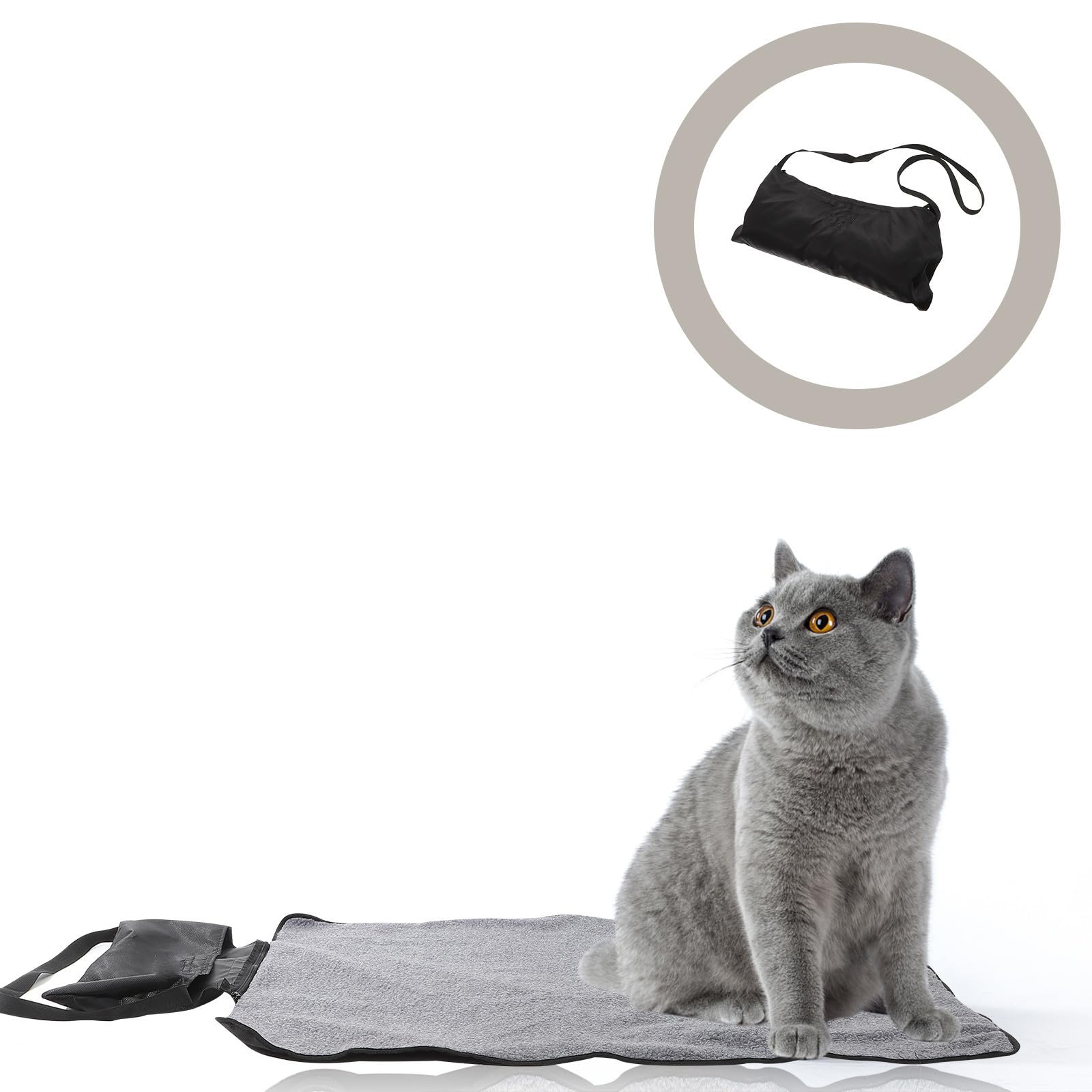 STOBAZA Manta Plegable y Ligera para Mascotas de Lana Negra Bolsa Cremallera, Adecuado para Perros y Gatos en Exteriores y Viajes