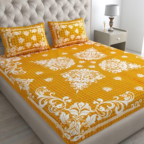 Image of Monique Pure 100% Cotton Double Bed Sheet with 2 Pillow Covers (Bedsheet for Double Bed Cotton