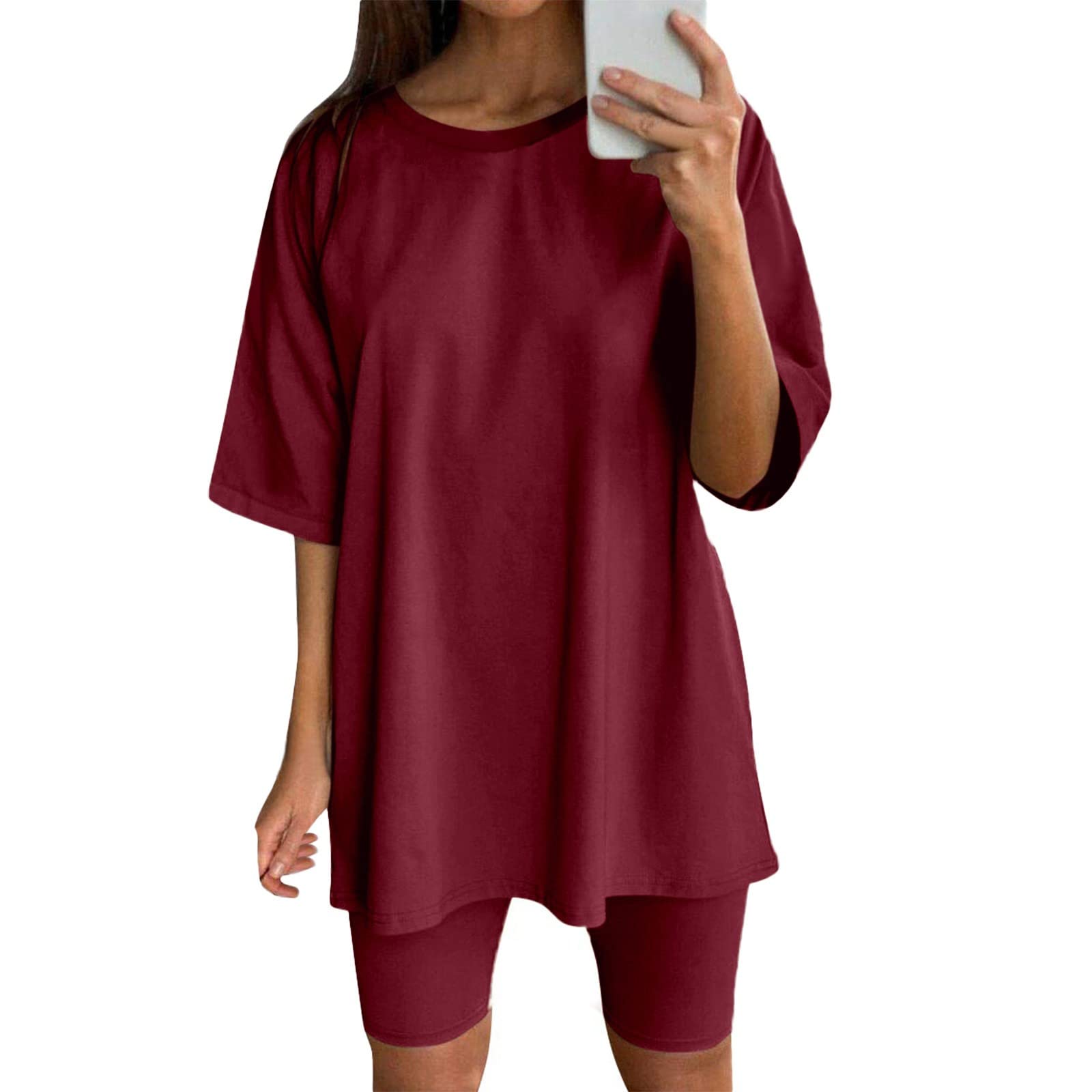 Zweiteilige Outfits für Damen, Kurzarm-Oberteile, kurze Hosen, Laufen, Yoga, Sport-Sets