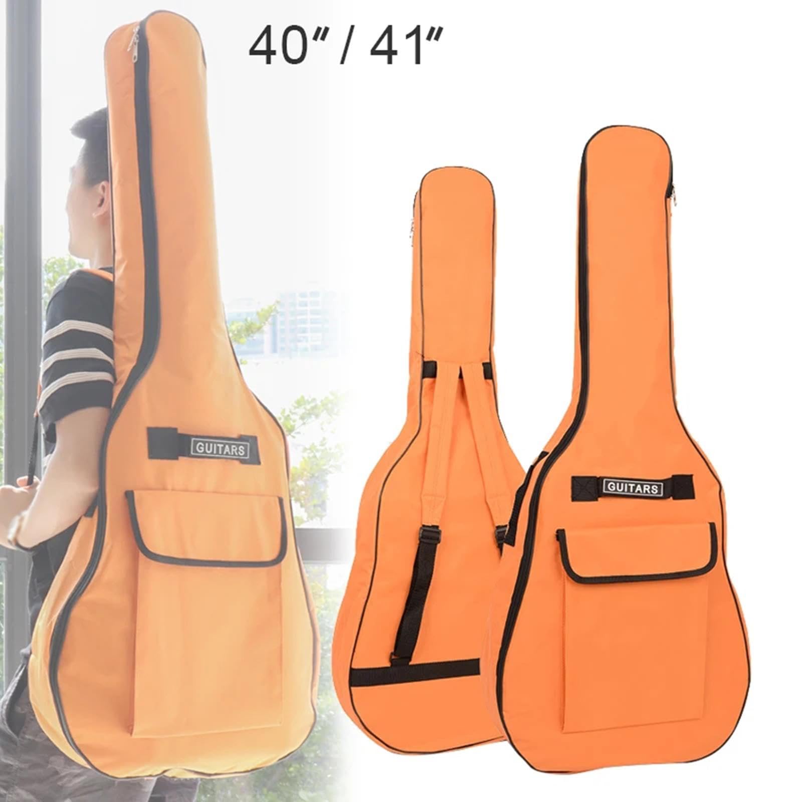 Torba na gitarę Oxford, tkanina elektryczna, osłona przeciwpyłowa na struny, notebooka, kapodon, beżowy, 106 x 42 x 13 cm, Zestaw 2 (pomarańczowy, 106 x 42 x 13 cm), 106x42x13cm, jako opis