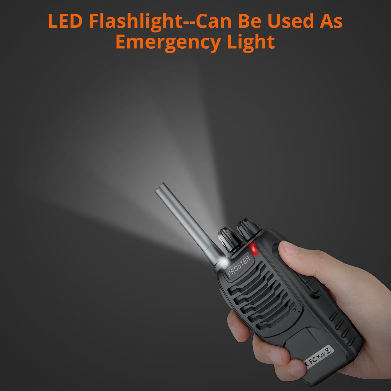 Proster Walkie Talkie 16 kanałów, ładowalne, Walky Talky, z ładowarką USB, słuchawki krótkofalówki z komunikatem głosowym, 1 para