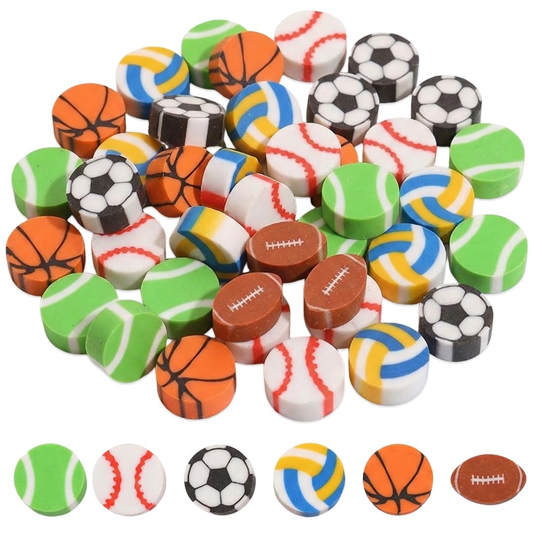 Gomme da Cancellare Calcio 30 Pezzi Colorate a Tema Calcistico per Bambini