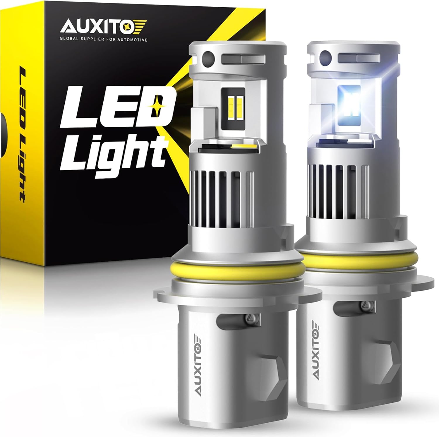 AUXITO 9004 LED Bulb HB1 Bulbs, 900% Brighter 6000K White, Plug N Play, Long Lifespan, No Flicker, 99% Compatibility, 2PCS