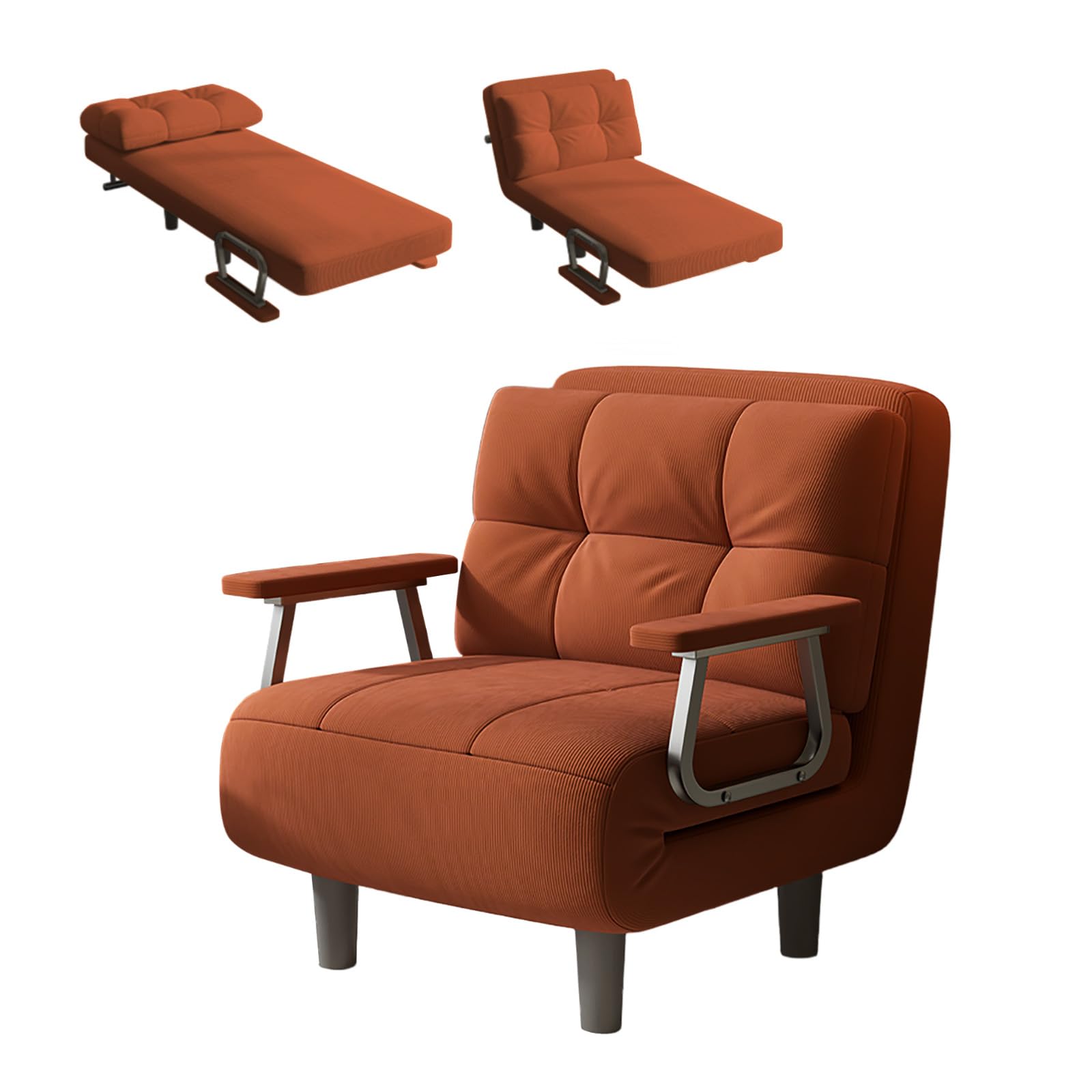 Sofá convertible de pana de 1 plaza, sillón con cojines y reposabrazos, diseño que ahorra espacio, ideal para salas de estar pequeñas y oficinas en casa