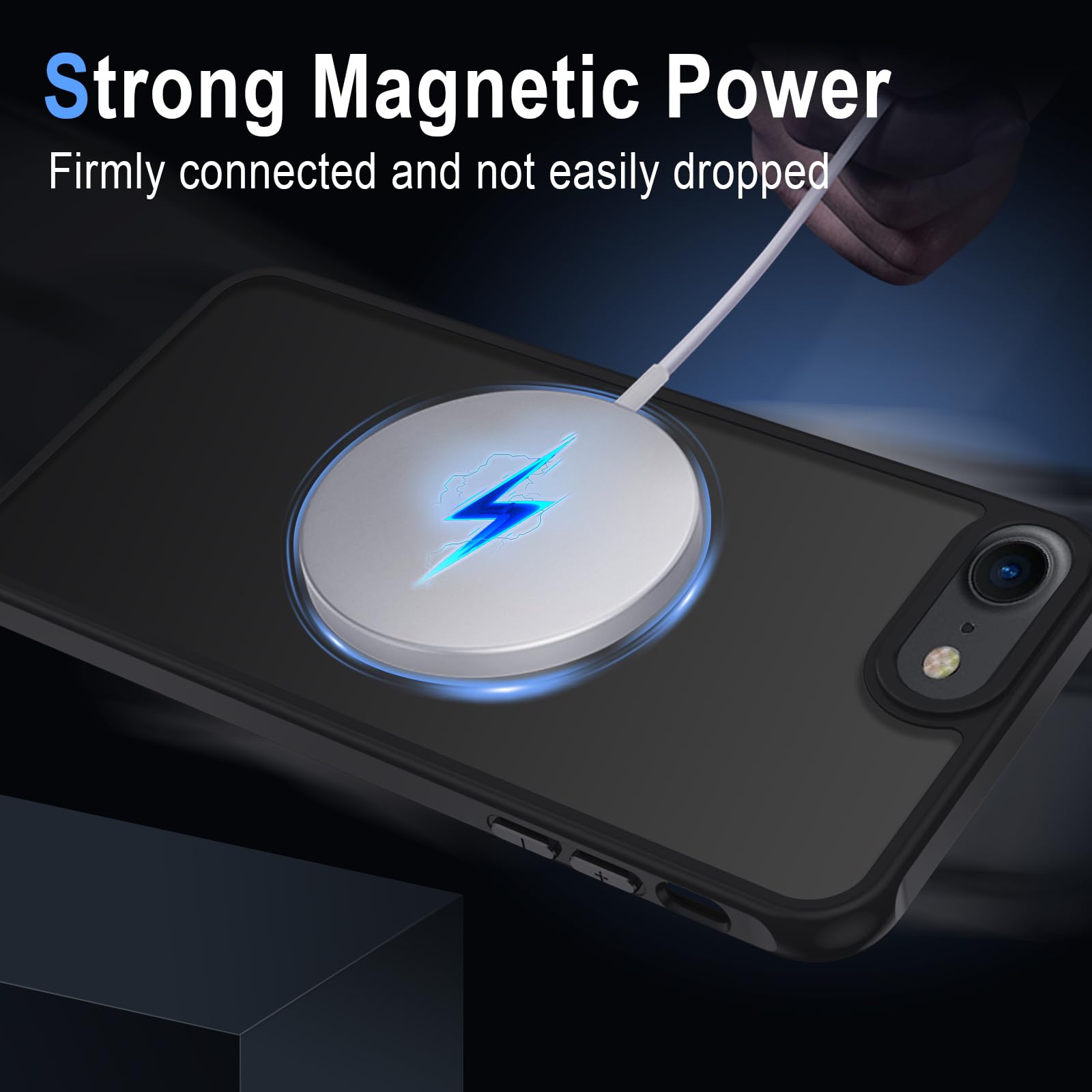 XTCASE Cover Magnetica per iPhone 16e [Compatibile con MagSafe], Custodia Traslucida Opaca Posteriore Resistente ai graffi TPU Bumper Antiurto Sottile Protettiva Case, Nero