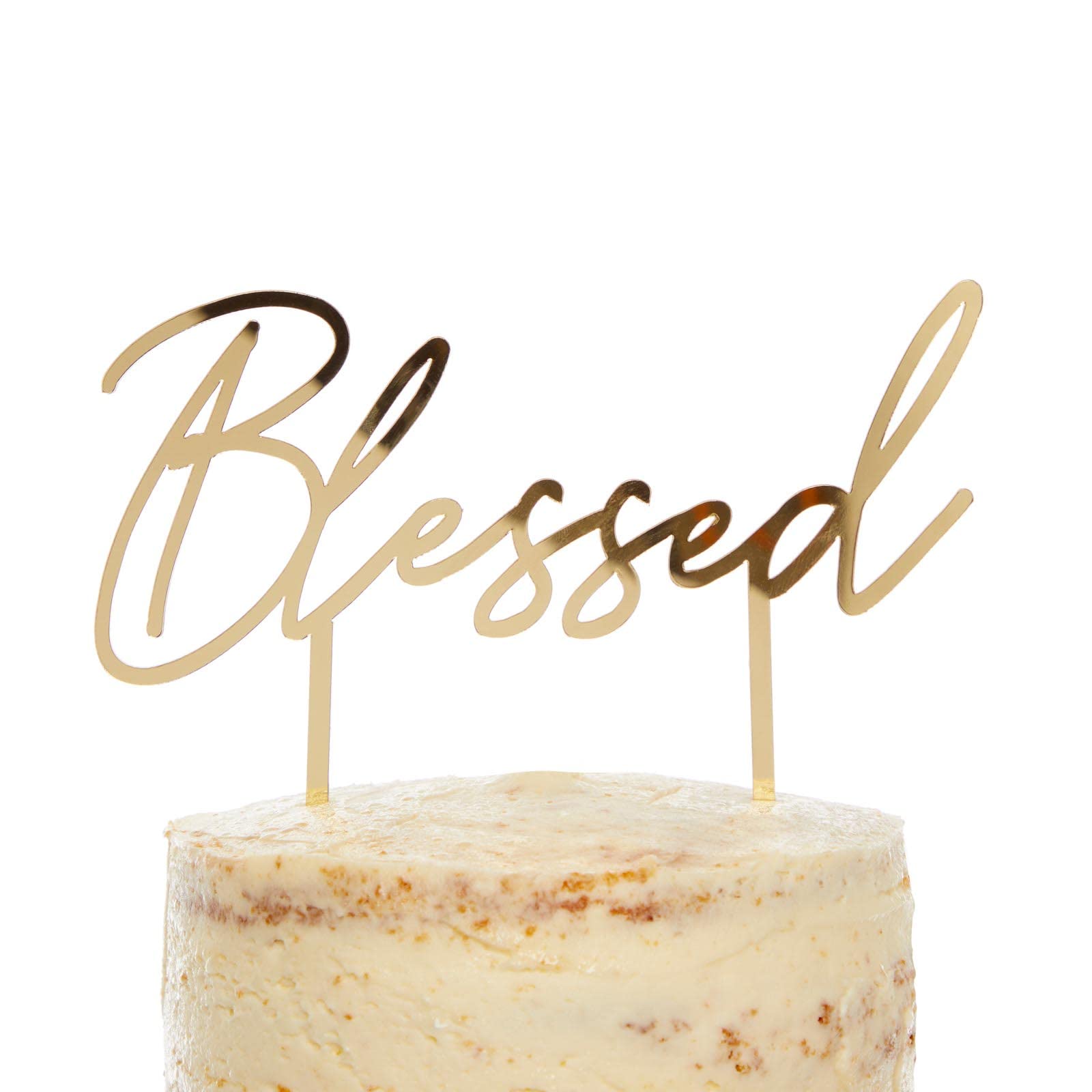 Amscan 9915630 - Botanical Celebration Christening, Communion or Confirmation 'Blessed' Acrylic Cake Topper - 18 cm